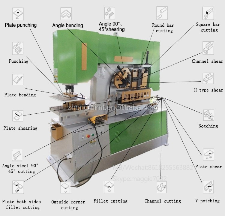 60t Q35-16 Hydraulic Ironworker Shearing Punching Bending And Notching Machine